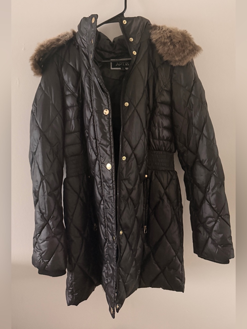 Black Quilted Hooded Puffer Coat